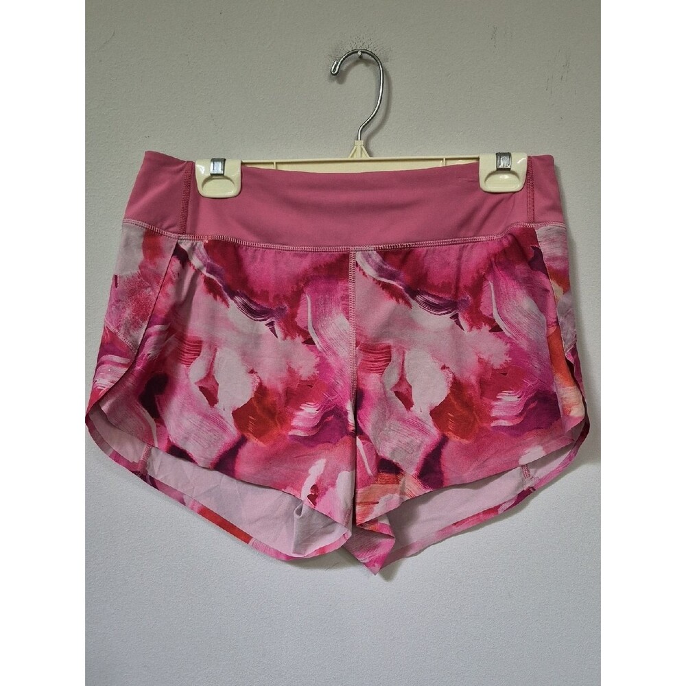 Athleta Shorts Womens M Run With It 3.5" Pink Watercolor Print Athletic Track